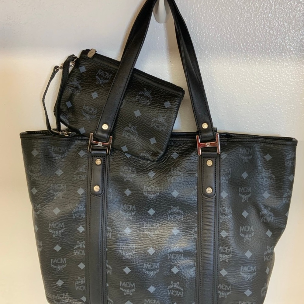 MCM Black and Gray Tote with Pouch - Picture 5 of 12